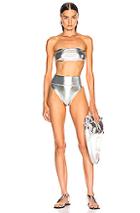 Adriana Degreas Bandeau & High Leg Bikini In Metallic