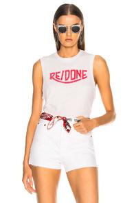 Re/done Muscle Tank Red Triumph Logo In White