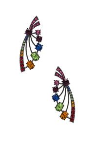 Oscar De La Renta Crystal Fan Earrings In Metallics
