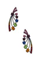 Oscar De La Renta Crystal Fan Earrings In Metallics