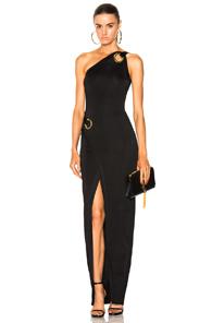 Balmain One Shoulder Wrap Dress In Black