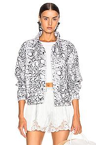 Alexander Wang Game Jacket In Animal Print,gray,white