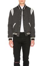 Saint Laurent Teddy Bomber Jacket In Gray