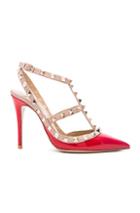 Valentino Rockstud Patent Leather Slingbacks T. 100 In Red