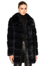Yves Salomon Long Rex Rabbit Fur Coat In Blue