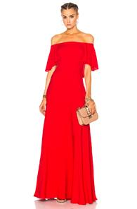 Valentino Off Shoulder Gown In Red