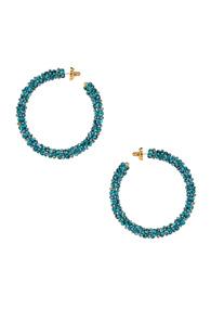 Oscar De La Renta Beaded Hoop Earrings In Blue
