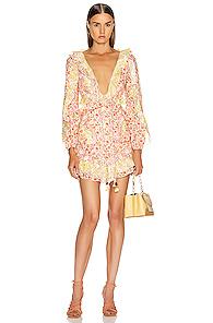 Zimmermann Goldie Short Dress In Floral,pink,yellow,white