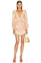 Zimmermann Goldie Short Dress In Floral,pink,yellow,white