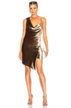 Michelle Mason Bias Cowl Mini Dress In Metallics