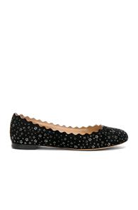 Chloe Lauren Studded Suede Flats In Black