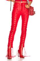 Unravel Leather All Over Lace Up Skinny Pants In Red
