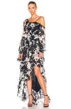 Jonathan Simkhai Silk Tie Dye One Shoulder Gown In Abstract,blue,gray