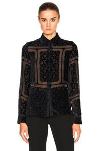 Maison Margiela Printed Devore Blouse In Black