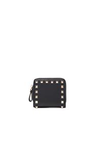 Valentino Rockstud Zip Around Wallet In Black