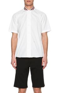 Dsquared Poplin Baseball Collar Cotton Shirt In White