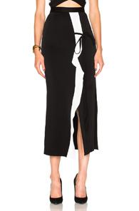 Roland Mouret Satin Crepe Brantley Skirt In Black,white