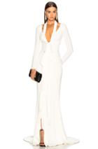 Oscar De La Renta Tie Front Cutout Gown In White