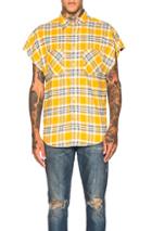 Fear Of God Sleeveless Flannel In Yellow,checkered & Plaid