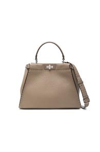 Fendi Rome Leather Peekaboo Regular In Neutrals
