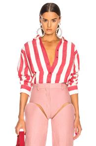 Marques ' Almeida Loose Shirt In Red,stripes,white