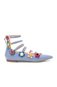 Fendi Patent Leather Multi Strap Flats In Purple