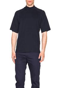 Patrik Ervell Short Sleeve Mock Neck Tee In Blue