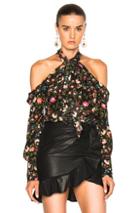 Erdem Aila Convertine Crepe De Chine Blouse In Black,floral