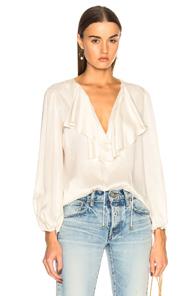 Zimmermann Flounce Neck Blouse In White