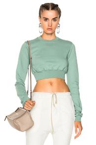 Drkshdw By Rick Owens Crew Cropped Sweatshirt In Green