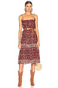 Ulla Johnson Eugenia Dress In Brown,paisley,red