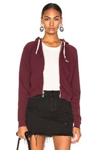 Re/done Zip Hoodie With Embroidery In Red