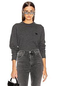 Acne Studios Nalon Face Sweatshirt In Gray