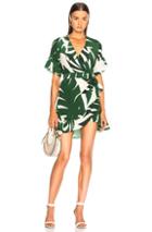 Adriana Degreas Geometric Foliage Short Dress In Green,floral