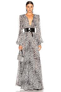 Redemption Leo Puff Sleeve Dress In Animal Print,gray