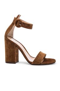 Gianvito Rossi Suede Block Heels In Brown