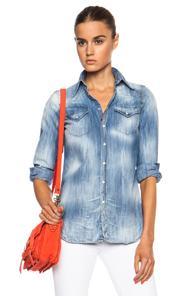 Dsquared Western Denim Long Sleeve Shirt In Blue