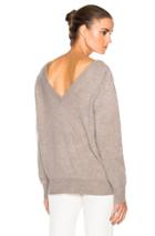 Victoria Beckham Felted Lambswool Double V Neck Jumper In Gray