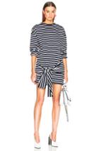 Jw Anderson Stripe Tie Front T-shirt Dress In Blue,stripes