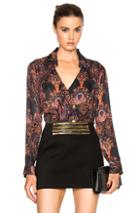 Pierre Balmain Printed Button Up Top In Black,stripes,floral