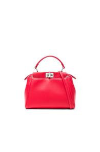 Fendi Shatoosh Leather Mini Peekaboo In Red