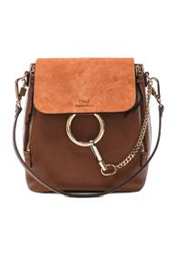 Chloe Small Faye Calfskin & Suede Backpack In Neutral