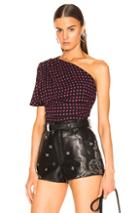 Saint Laurent Star One Shoulder Top In Black,pink,stars