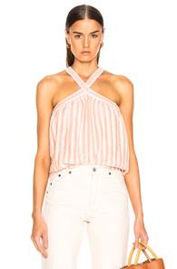 Lemlem Nefasi Criss Cross Top In Orange,stripes,white