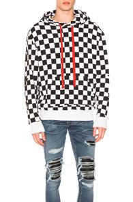Amiri Check Star Pullover Hoodie In Black,white,checkered & Plaid