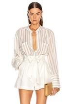 Frame Double Pocket Long Sleeve Top In Neutral,stripes