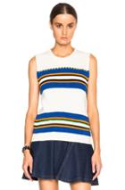Msgm Striped Sleeveless Sweater In Stripes,white,blue
