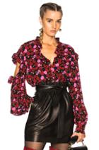 Magda Butrym Forli Blouse In Black,floral,pink,red