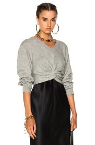 T By Alexander Wang Deep V Twist Front Sweater In Gray