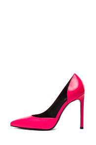 Saint Laurent Paris D'orsay Calfskin Leather Heels In Pink,neon